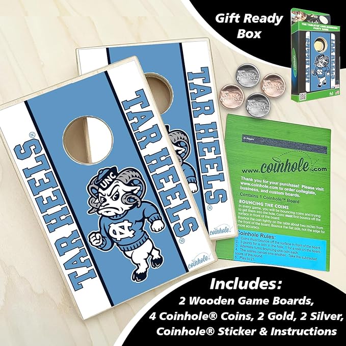 Tabletop Cornhole Game Set | Officially Licensed College Mini Football Cornhole Board Game | Includes Coins