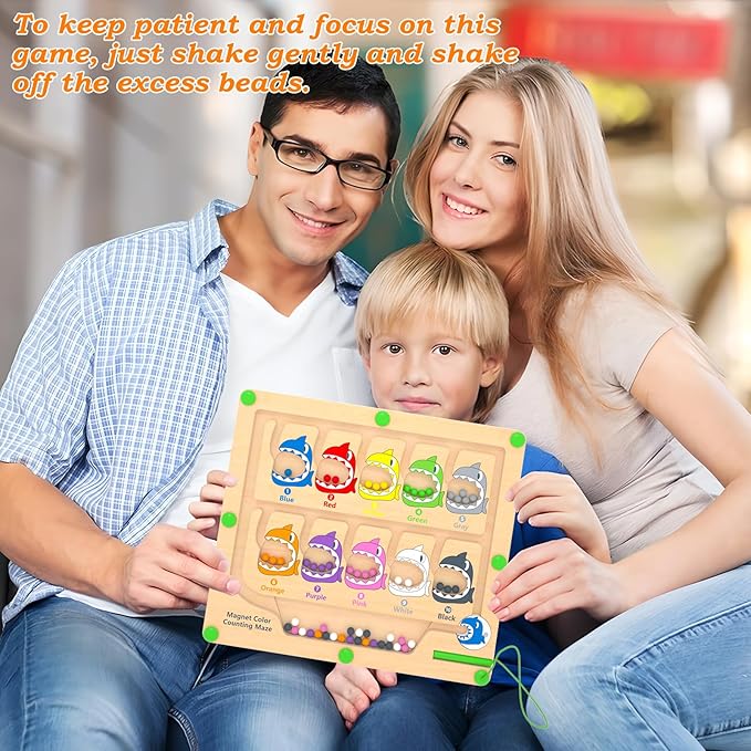 Magnetic Color & Number Maze, Montessori Counting Matching Toys, Wooden Magnet Maze Board Game Toys, Montessori Fine Motor Skills GIFS for 3 4 5 Years Old Preschool Learning Activities