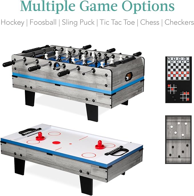 Best Choice Products 11-in-1 Kids Combo Game Table Set for Home, Game Room w/Ping Pong, Foosball, Table Hockey, Chess, Checkers, Shuffleboard, Bowling, 5 Accessory Bags