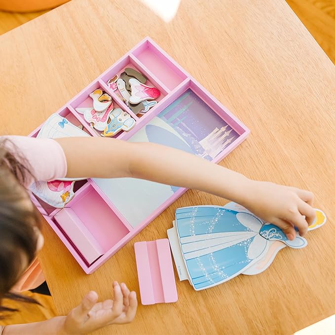 Melissa & Doug Disney Cinderella Magnetic Dress-Up Wooden Pretend Play Set (30+ pcs) - Toys, Princess Dress Up Doll For Preschoolers And Kids Ages 3+