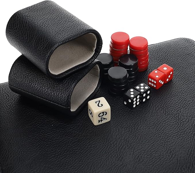 WE Games Magnetic Premium Backgammon Board Game Set, Black Travel Sized Backgammon Game, Classic Strategy Game for Families, Includes Carrying Leatherette Case Magnetic Chips, Durable Design