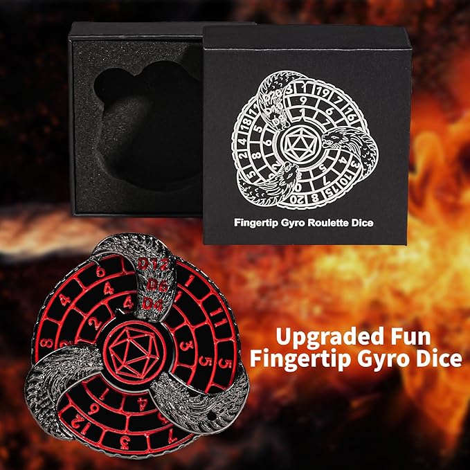 7-in-1 Fingertip Gyro Roulette DND Dice,Cool Spinning Games Fingertip Gyro, Metal Dice Set with Gift Box for Roleplaying Games Dungeons and Dragons RPG MTG Table Games