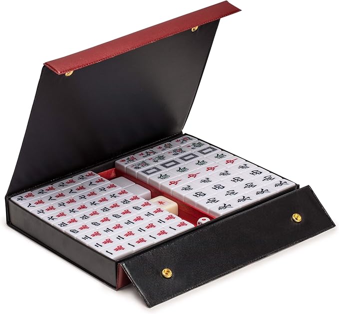 Yellow Mountain Imports Professional Chinese Mahjong Game Set, Double Happiness (Green) with 146 Medium Size Tiles - for Chinese Style Game Play [專業中式麻將]