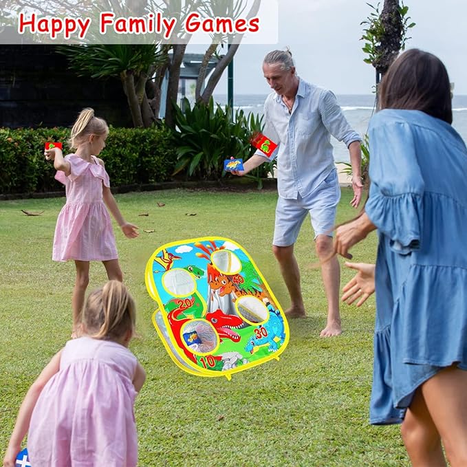 3 in 1 Bean Bag Toss Game for Kids, Toddler Toys for 2 3 4 5 Year Old Boys Girls Birthday Gifts, Dinosaur Cornhole Party Carnival Games Backyard Outdoor Outside Toys Ages 1-3 2-4 4-8 Easter Toy Game