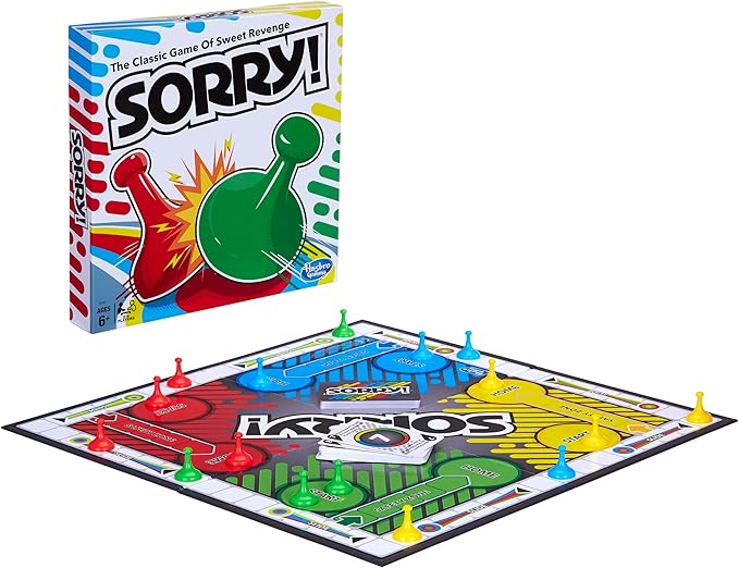 Sorry! Kids Board Game, Family Board Games for Kids and Adults, 2 to 4 Players, Family Games, Kids Games, Ages 6 and Up