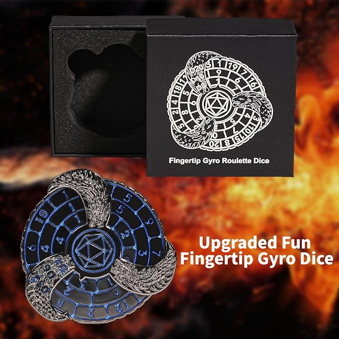 7-in-1 Fingertip Gyro Roulette DND Dice,Cool Spinning Games Fingertip Gyro, Metal Dice Set with Gift Box for Roleplaying Games Dungeons and Dragons RPG MTG Table Games