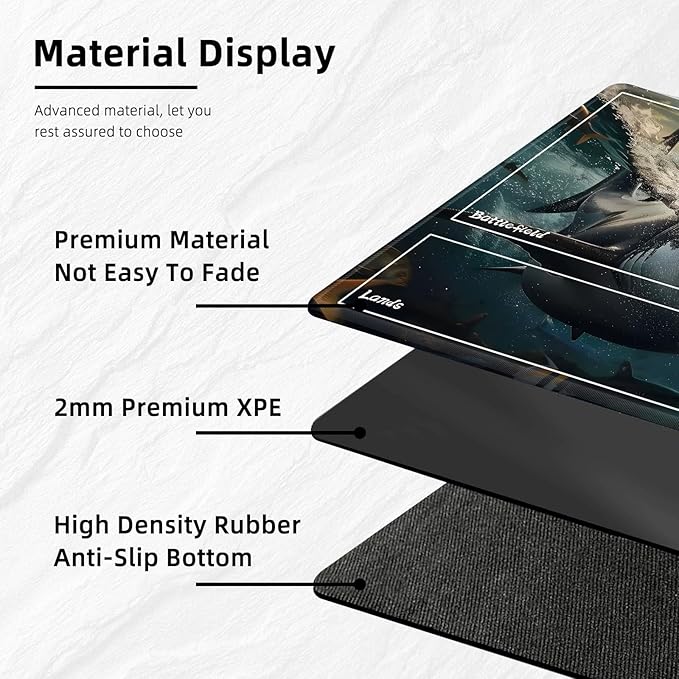 for MTG Playmat with Zones Storage Bag,for TCG Playmat and Playing Card Mat for Magic Board Games, Shark Non Slip Stitched Edges Game Mat, Rollable Foldable Card Playmats