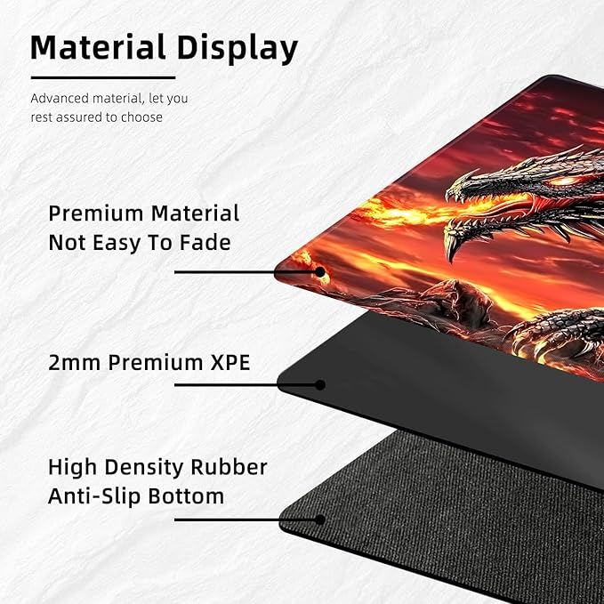 for MTG Playmat with Storage Bag, for TCG Playmat and Playing Card Mat for Magic Board Games, Non-Slip Fire Dragon Desk Mat, Stitched Edges Game Mat, Rollable & Foldable Card Playmat