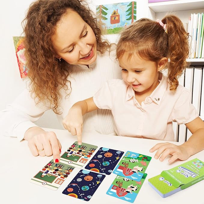 LotFancy Matching Game, Spot The Differences, Card Game for Kids, Fun Picture Puzzle Activity Cards for Family Game Night and Travel Games, Ages 2-9