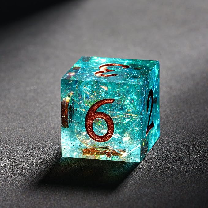7PCS DND Dice Set,Handmade Sharp Edge Dice Set D&D RPG Polyhedral Die,for Dungeons and Dragons TTRPG Games Roleplaying Games Pathfinder,with Gift Box(Blue and Black)