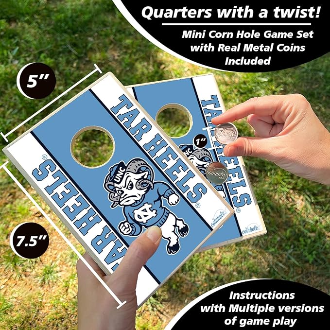 Tabletop Cornhole Game Set | Officially Licensed College Mini Football Cornhole Board Game | Includes Coins