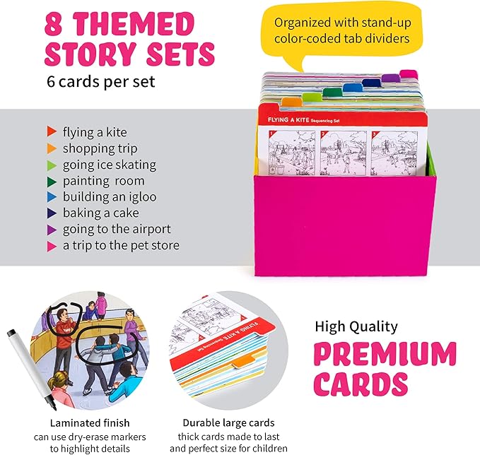 Sequencing Cards Bundle, Storytelling Cards, Higher and Lower Level Boxes, Speech Therapy Games, Learning Toys, Spark Cards 2 and Spark Cards JR Bundle
