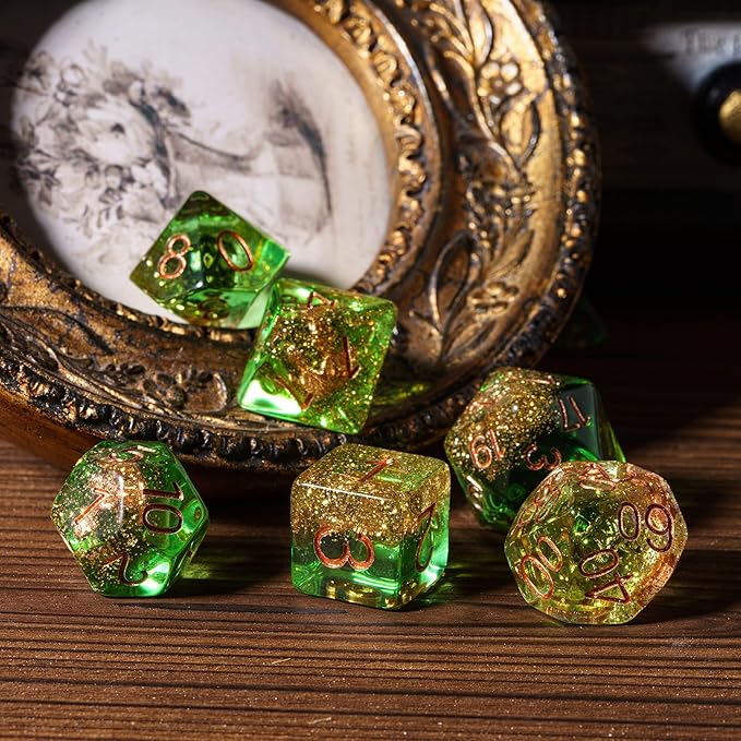UDIXI 7 Die Polyhedral Dice Set D&D with Anchor Inclusion, Sequins DND Dice for Dungeons and Dragons RPG and Other Tabletop Games