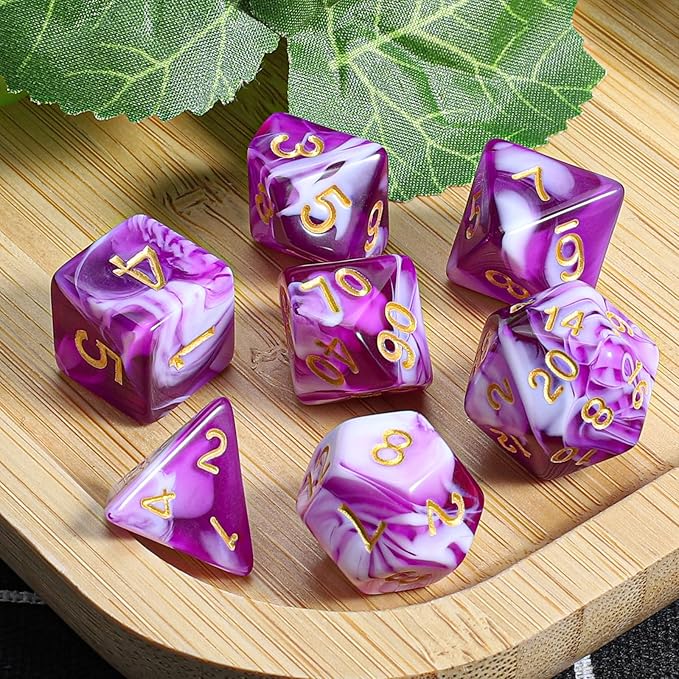 CiaraQ DND Polyhedral Dice Set with a Black Dice Bag for D&D RPG MTG Role Playing Table Games