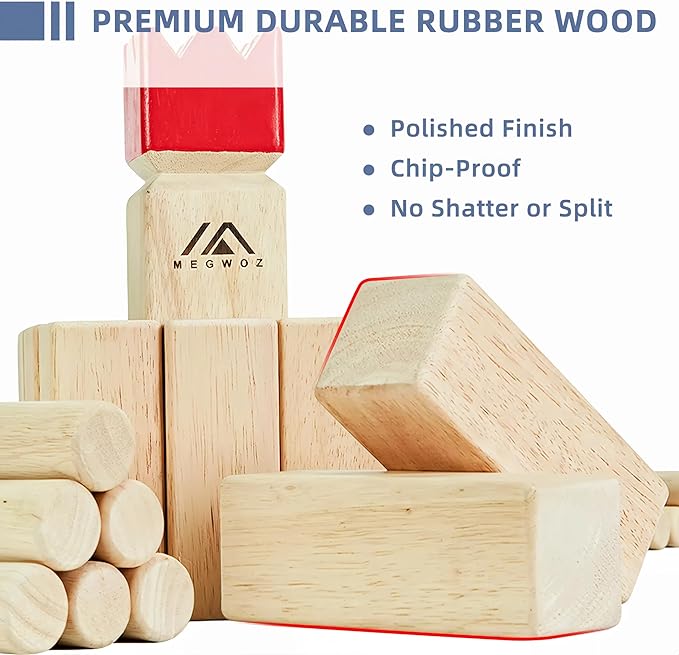 Kubb Yard Game Outdoor Games Viking Chess for Kids and Adults New Zealand Pine Wooden Toss Game with Carrying Case, Backyard Lawn Game with Measuring Tape for Family Kids Adults