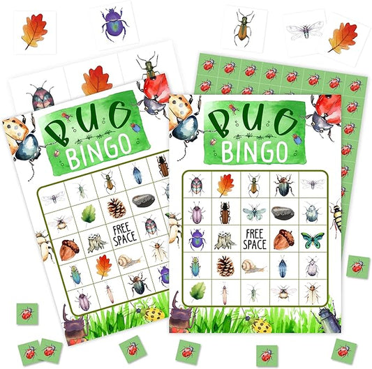 Bug Games Bingo Cards, Insect Theme Bingo Game, Bug Camping Nature Game for Family Friends Large Multiplayer Group Activities, Bug Party Birthday Favors Gifts -06