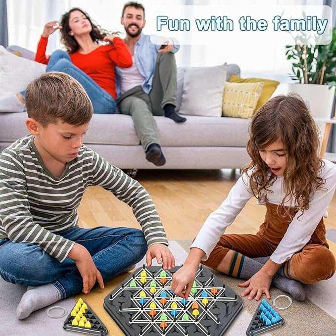 Chain Triangle Chess Game, Board Games for Kids 8-12 and Family Night, Family Games for Kids and Adults, Triangle Rubber Band Game, Christmas Toys Interactive Game for 2 to 4 Players