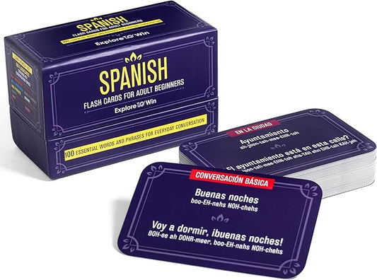Learn Spanish Flash Cards for Adults & Kids – 3-in-1 Set: 100 Physical Flashcards + 100 Audio Files + eBook with 1,000 Phrases | Practice Common Spanish Verbs, Words & Phrases in Just 10 Minutes a Day
