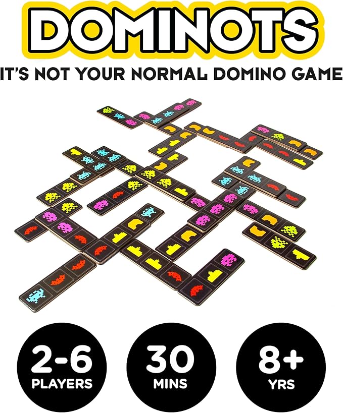 AQUARIUS Space Invaders Dominots Tile Game - Space Invader Themed Tile Game - Family Fun for Kids & Adults - Officially Licensed Space Invaders Merchandise & Collectibles