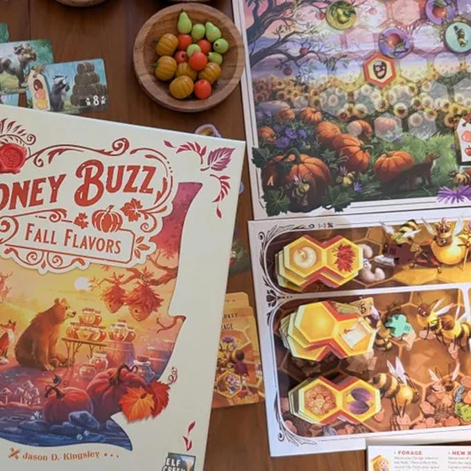 Honey Buzz Fall Flavors Standard Edition - Strategic Worker Placement Board Game Expansion Autumn-Themed Add-On for 1-4 Players, Ages 10+