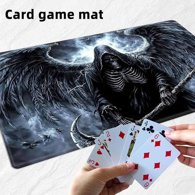 for MTG Playmat with Storage Bags, Card Playmat for TCG Card Playing Game,Rollable & Foldable for PTCG and Board Game Mat for Cards,Non-Slip Scary Skeleton Desk Mat for Home Office