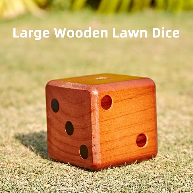 Giant Wooden Yard Dice Set - Large Lawn yatzee Game with Scoreboard - Outdoor Beach Backyard Games for Teens Adults Family (Including Carry Bag)