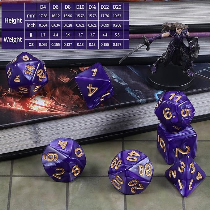 CiaraQ DND Polyhedral Dice Set with Dice Bag for Dungeons and Dragons RPG MTG Role Playing Table Games