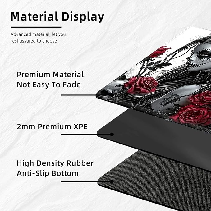 for MTG Playmat with Storage Bag, for TCG Playmat and Playing Card Mat for Magic Board Games, Non-Slip Gothic Women Desk Mat, Stitched Edges Game Mat, Rollable & Foldable Card Playmat
