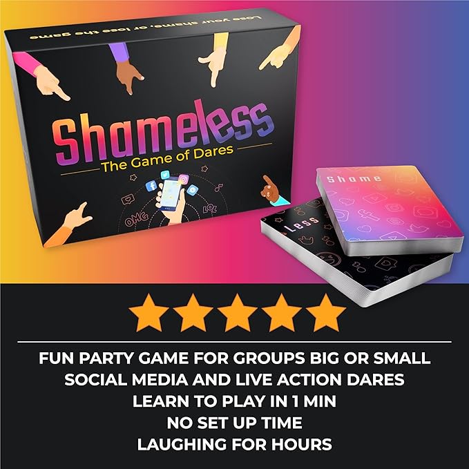 Shameless Party Card Game - Fun Social Dares for Adults & Teens - Perfect for Birthday, Bachelorette & Family Parties