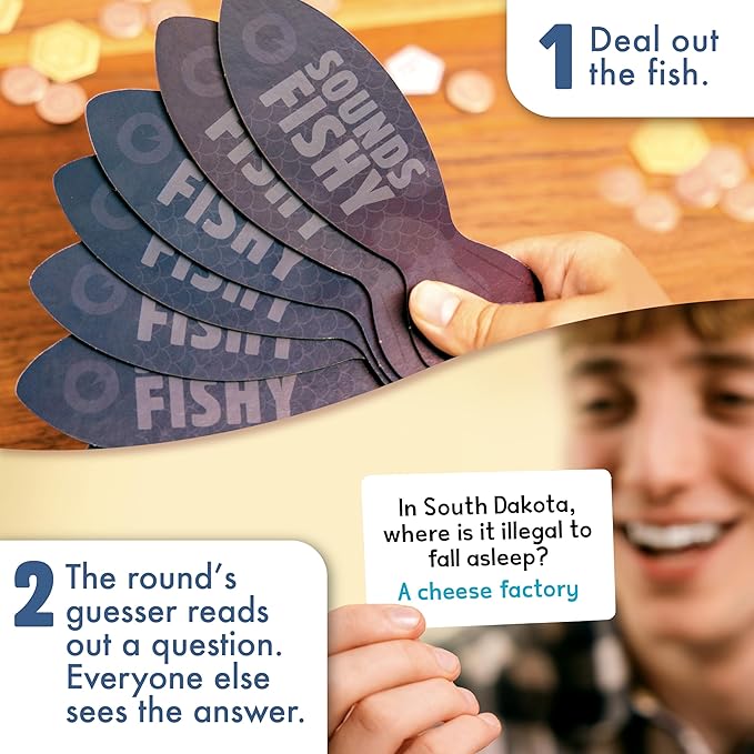 Big Potato Sounds Fishy Board Game: The Bluffing Family Game for Kids 10+ - Best New Family Quiz Games, Trivia Games for Groups of People | Online Exclusive - Includes 20 Bonus Questions