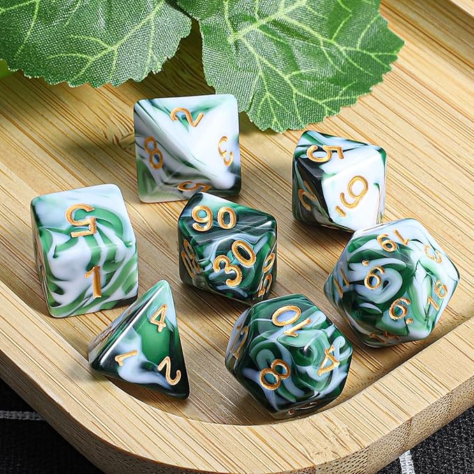 CiaraQ DND Polyhedral Dice Set with a Black Dice Bag for D&D RPG MTG Role Playing Table Games