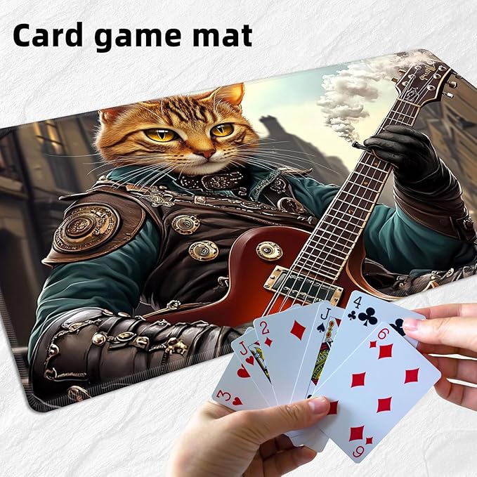 for MTG Playmat with Storage Bag, for TCG Playmat and Playing Card Mat for Magic Board Games, Non-Slip Tabby Cat Desk Mat, Stitched Edges Game Mat, Rollable & Foldable Card Playmat