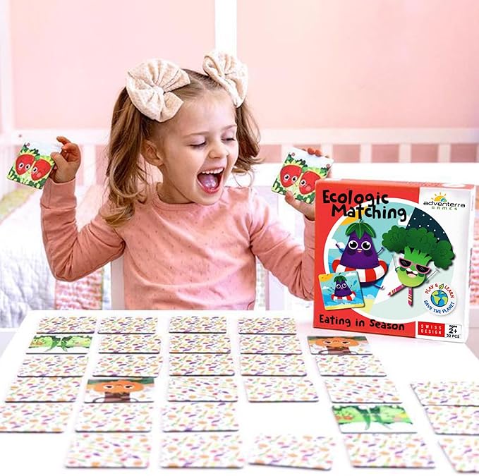 Eating in Season - A Family Puzzle Game About Eating Fruits & Vegetables - Fun & Educational Toddler Memory Games for Boys and Girls - Learning Resources for Kids Ages 2+ by Adventerra Games