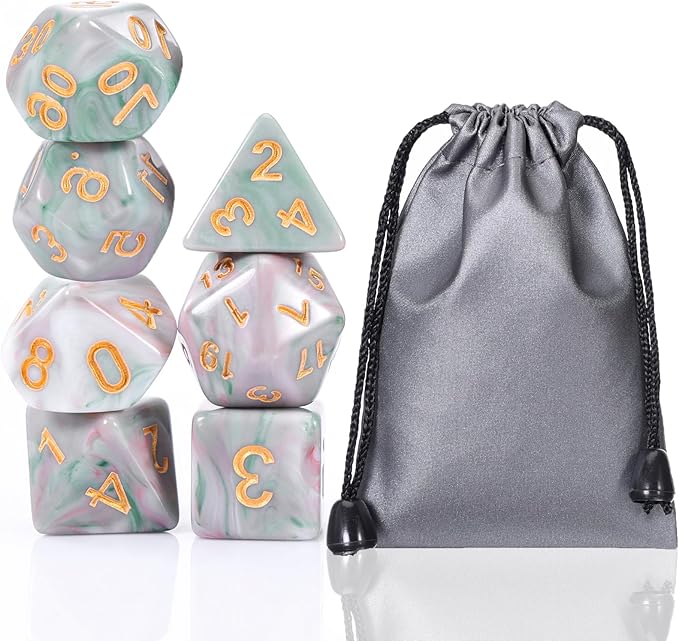Role Playing Dice Set - 16mm Polyhedral DND Dice in Mixed Colors (Red, Dark Green, Light Green) - Perfect for Dungeons and Dragons, Tabletop Games, and Math Teaching