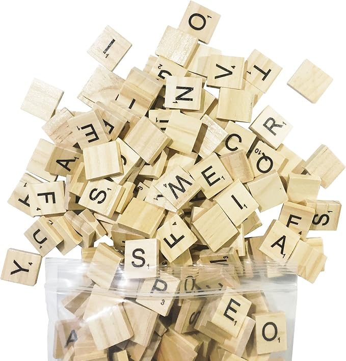 200 Pcs Scrabble Letters - 2 Complete Sets 200 Pcs in 1 Pack - Wood Tiles - Great for Crafts, Letter Tiles, Spelling by Clever Delights