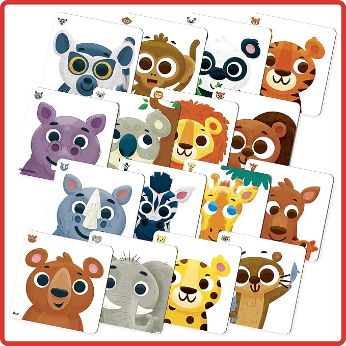ROO GAMES Peek-A-Boo Zoo - Be The First to Discover The Missing Animal - for Ages 3+ - A Guessing Board Game for Toddlers and Families