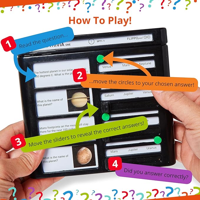 Quiz Device Game - Space Trivia Quiz Game - 25 Cards - 200 Questions - Educational & Fun - Ideal Travel Games for Kids - Family Quiz Games - Portable Pack - Age 6+