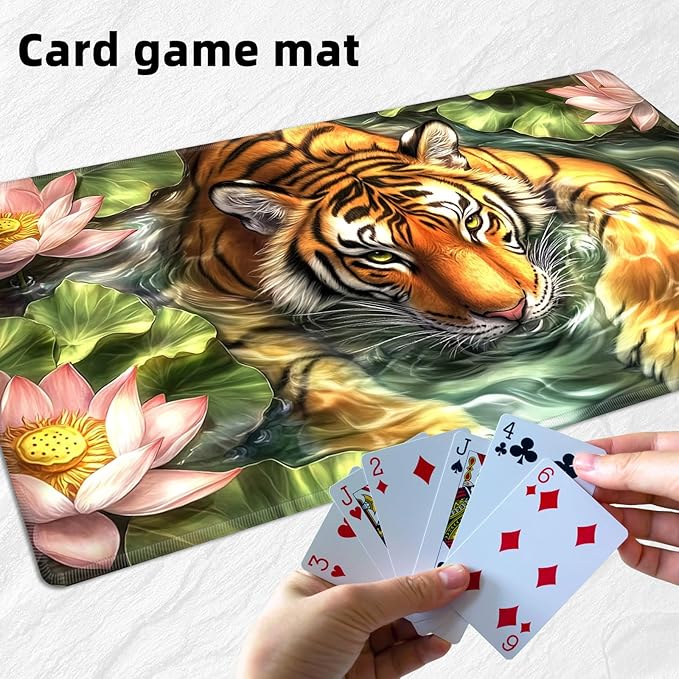 for MTG Playmat with Storage Bag, for TCG Playmat and Playing Card Mat for Magic Board Games, Non-Slip Tiger Desk Mat, Stitched Edges Game Mat, Rollable & Foldable Card Playmat