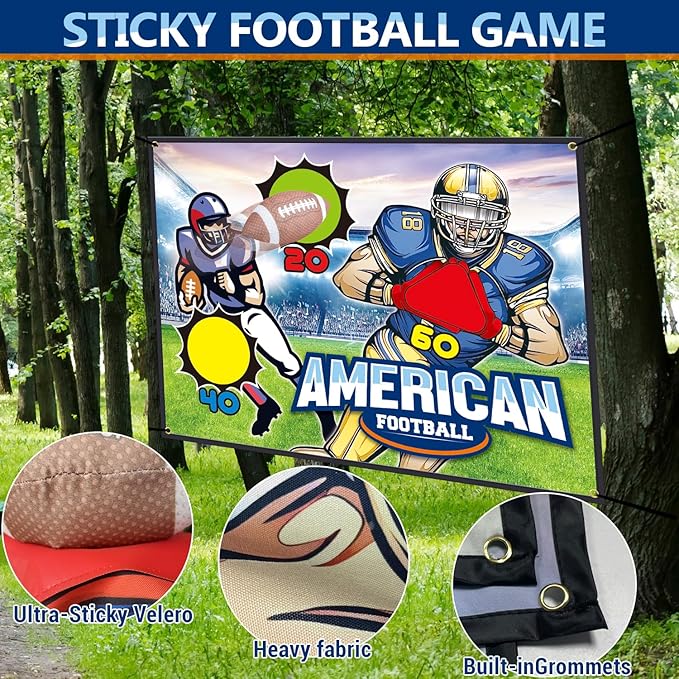 Football Toss Games Set - Backyard/Outdoor/Indoor Mini Throwing Target Toy with Sticky Goal for Football - Birthday Gift Toys for Kids