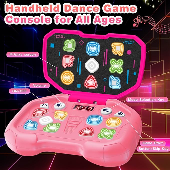 Handheld Dance Games for Kids - 4 Fun Brain & Memory & Reaction & Speed Training Pop Fidget Toys for Boys and Girls -Birthday Gifts for Age 6-12 Years Old Kids Teens Gift Ideas-W/Battery