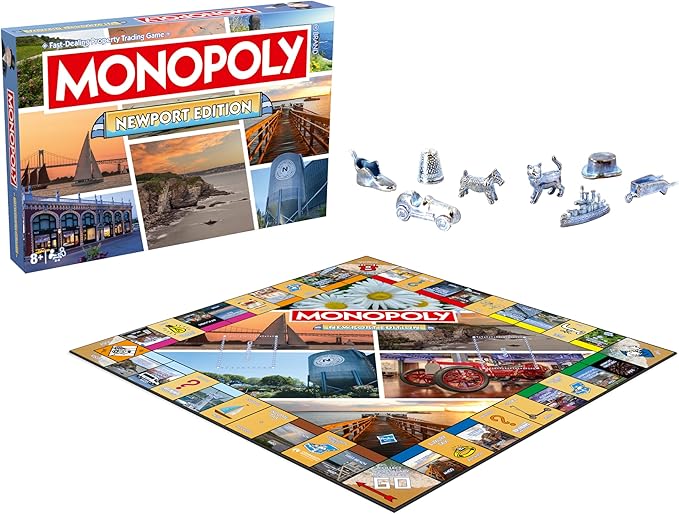 Monopoly Board Game Newport Edition: 2-6 Players Family Board Games for Kids and Adults, Board Games for Kids 8 and up, for Kids and Adults, Ideal for Game Night