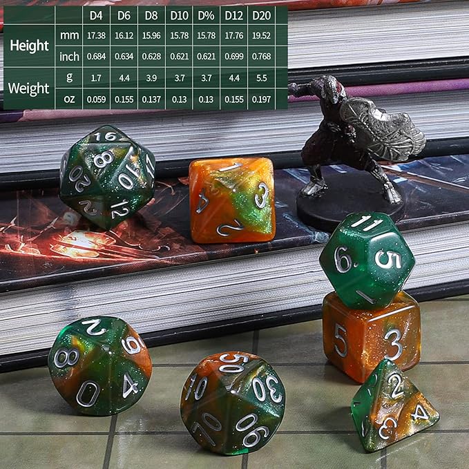 CiaraQ DND Polyhedral Dice Set with Dice Bag for Dungeons and Dragons RPG MTG Role Playing Table Games