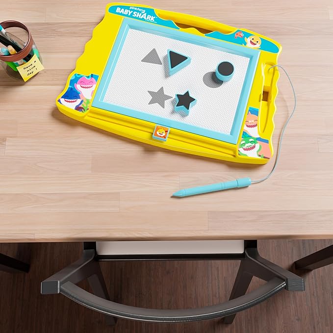 Lollipop Baby Shark Magnetic Drawing Board with Stylus and 3 Stamps, for Boys or Girls (Blue)…