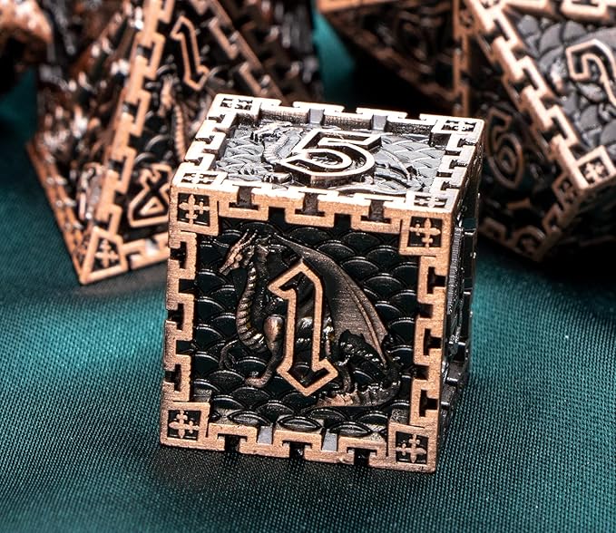 ARUOHHA DND Metal Dice Set with Gift Box, Role Playing Game 6 Sided Polyhedra Dice Set for RPG Board Games, D and D Dice D20 D12 D10 D8 D6 D4