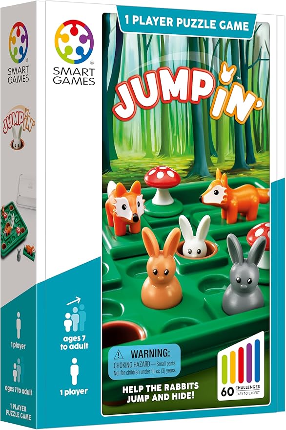 SmartGames Jump in’, a Cognitive Skill-Building Travel Puzzle Game for Kids and Adults Ages 7 & Up, 60 Challenges in Travel-Friendly Case.