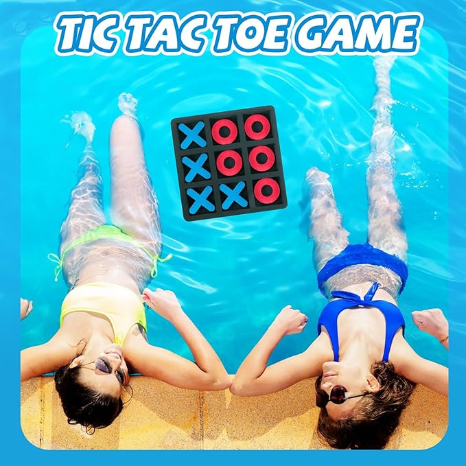 Liliful Floating Tic Tac Toe Board Game 12''X12'' Board Chess Board Portable Games Classic Board Game for Family Pool Playing Board Games