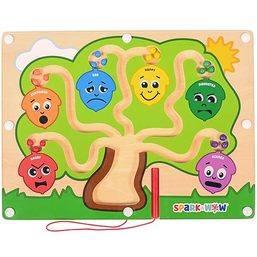 SPARK & WOW Magnetic Maze | My Emotions Tree | Magnet Board for Toddlers | Six Emotions & Colors | Ages 18m+ | Emotional Regulation Tools for Kids
