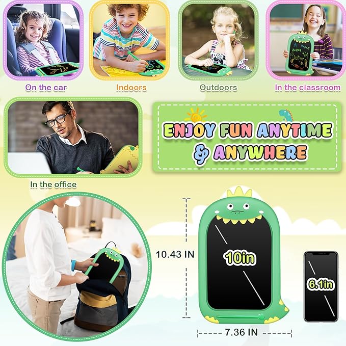 Toddler Toys Age 1-2,10IN Drawing Tablet Doodle Board LCD Writing Tablet for Kids,Learning Toys for 1 2 3 4 5 6 7 8 Year Old Boys Girls Christmas Birthday Gifts,Travel Games Dinosaur Toys for Boys 4-6