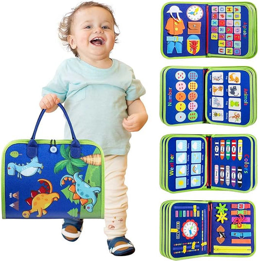 Toddler Busy Board - Montessori Toys for 2-3 Year Old Boy Birthday Gift, Educational Learning Sensory Busy Book for Two Year Old Boys, Kids Ages 2-4 Activities Toy for Airplane Car Travel