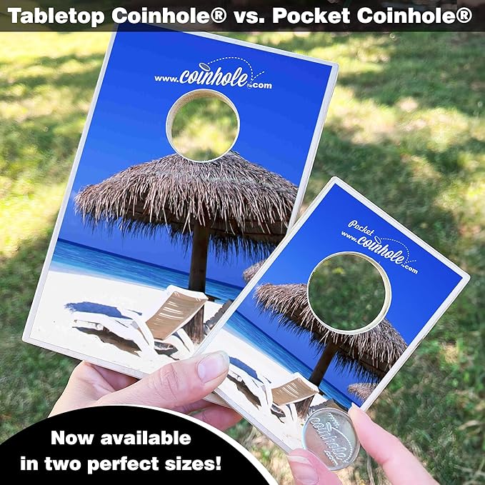 Desktop Coin Bouncing Party Set | Tabletop Cornhole Board | Small Travel Game Includes Coins